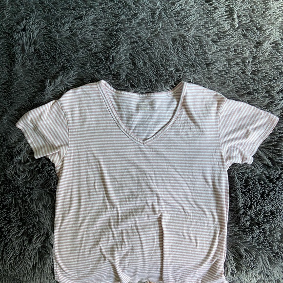 Pink V-Neck Striped - Picture 1 of 2